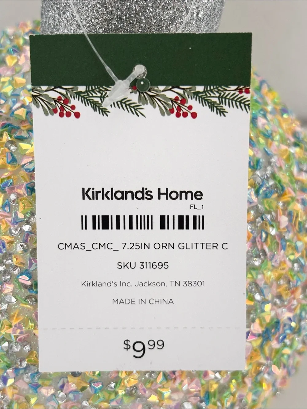 KIRKLANDS Iridescent Pastel Glitter Ornament Tabletop Decor NWT